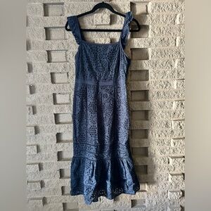 Banana Republic eyelet navy blue dress